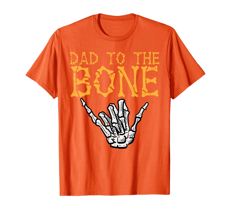 Mens Halloween Shirts For Dad Daddy Papa Men Halloween Dad to The Bone Skeleton Hand Fun Papa Costume Men T-Shirt - Orange