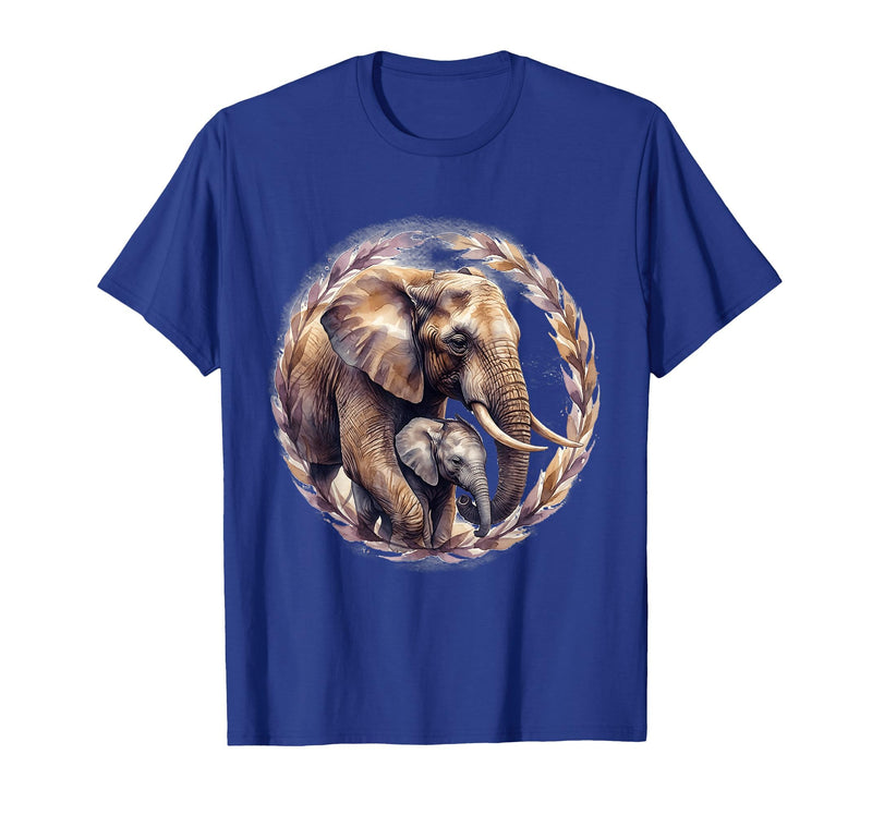Mademark Elephant Love Gentle Trunk Embrace Wildlife Art T-Shirt - Men - Royal Blue
