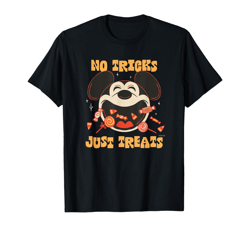 Disney Mickey Mouse Halloween Candy No Tricks Just Treats T-Shirt - Black