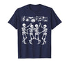 Dancing Skeletons Halloween Party Music Shirts Spooky Skeletons Symphony Halloween Dance Music Men Women T-Shirt - Navy Blue