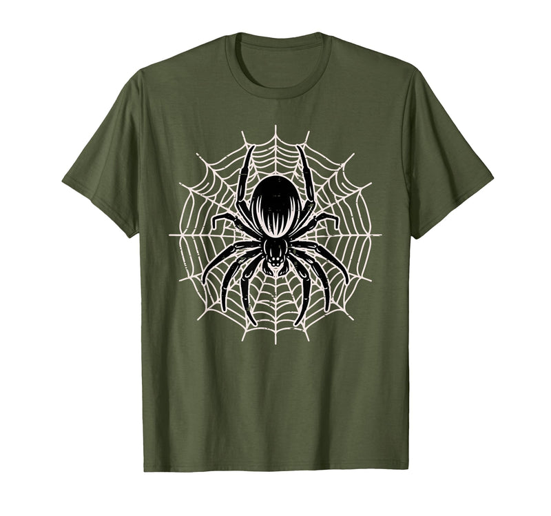 Halloween Shirts For Women Men Kids Boys Girls Halloween Spider with Web Vintage Costume Men Boys Kid Women T-Shirt - Olive