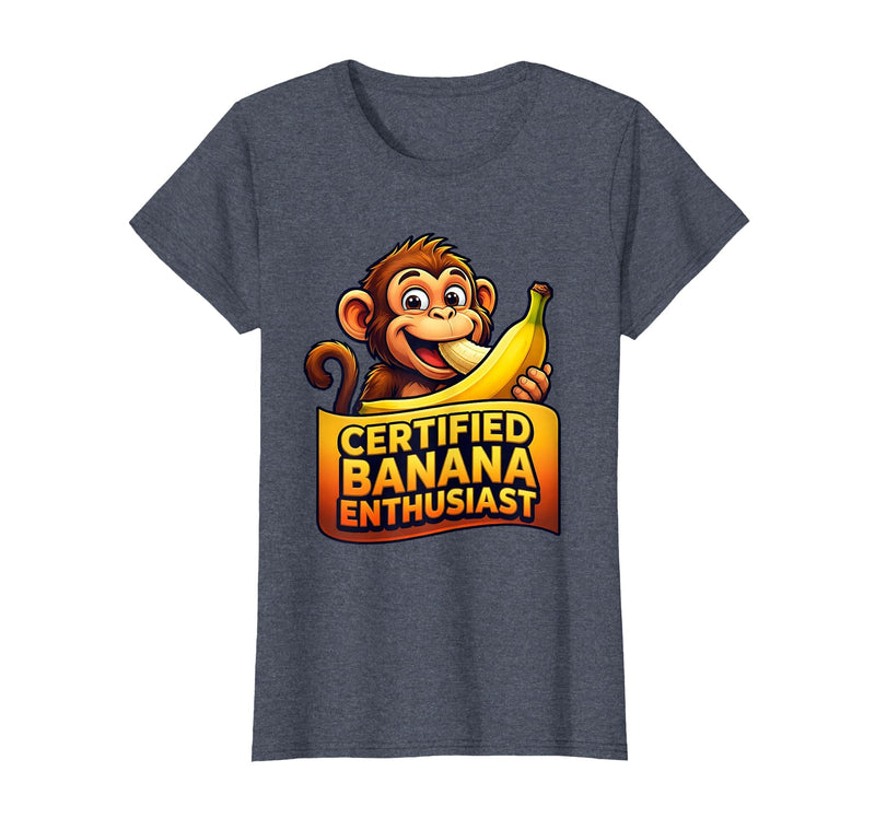 Mademark Certified Banana Enthusiast Funny Monkey Design T-Shirt - Women - Heather Blue
