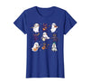 Halloween Music Teacher Ghost Music Lover Cute Ghost Cat Playing Musical Halloween Music Teacher T-Shirt - Royal Blue