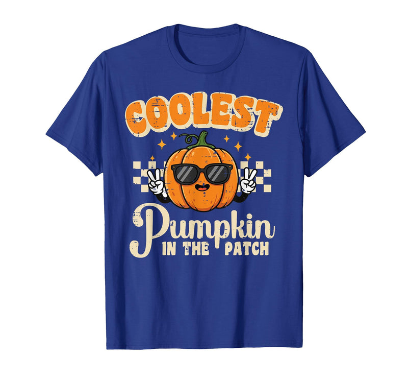Halloween Shirts For Women Men Kids Boys Girls Halloween Coolest Pumpkin in Patch Costume Boys Kids Youth T-Shirt - Royal