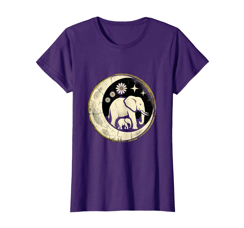 Mademark Mama and Baby Elephant Walking Together T-Shirt - Women - Purple