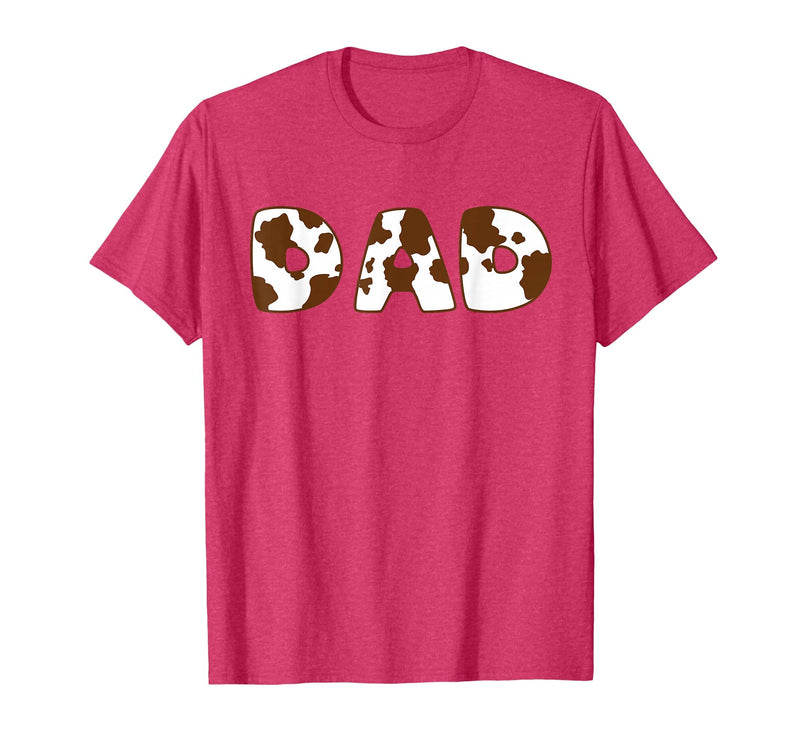 Cow Print For Family Matching Outfits DAD Cow Brown White Animal Print, Cow Pattern Farmer DAD T-Shirt - Red Heather