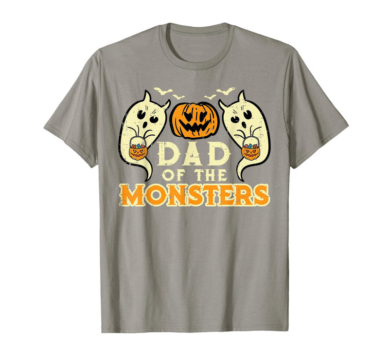 Mens Halloween Shirts For Dad Daddy Papa Men Halloween Dad of Monsters Funny Family Costume Papa Daddy T-Shirt - Slate Grey