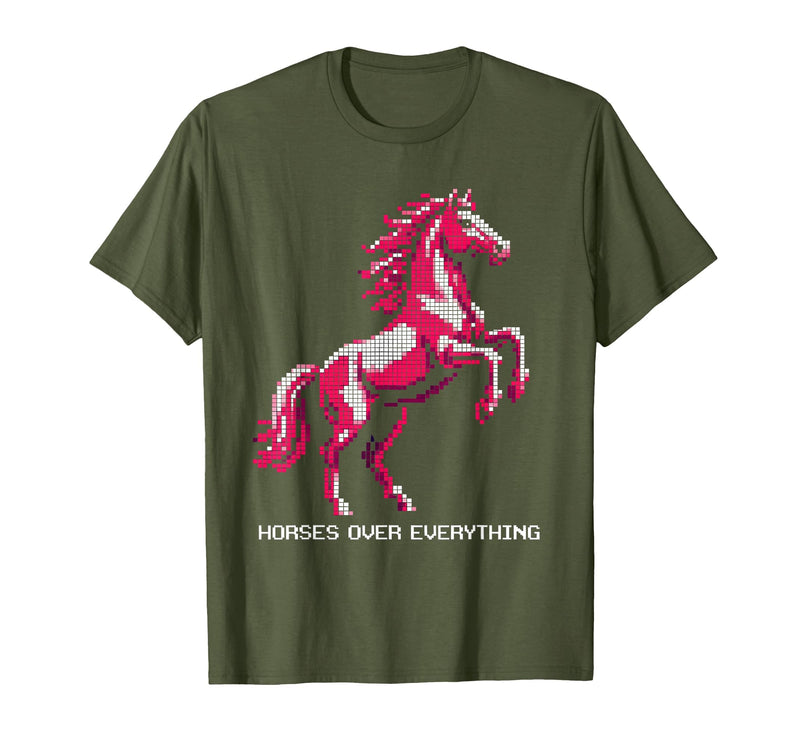 Mademark Horses Over Everything Equestrian Women Design T-Shirt - Men - Olive Green