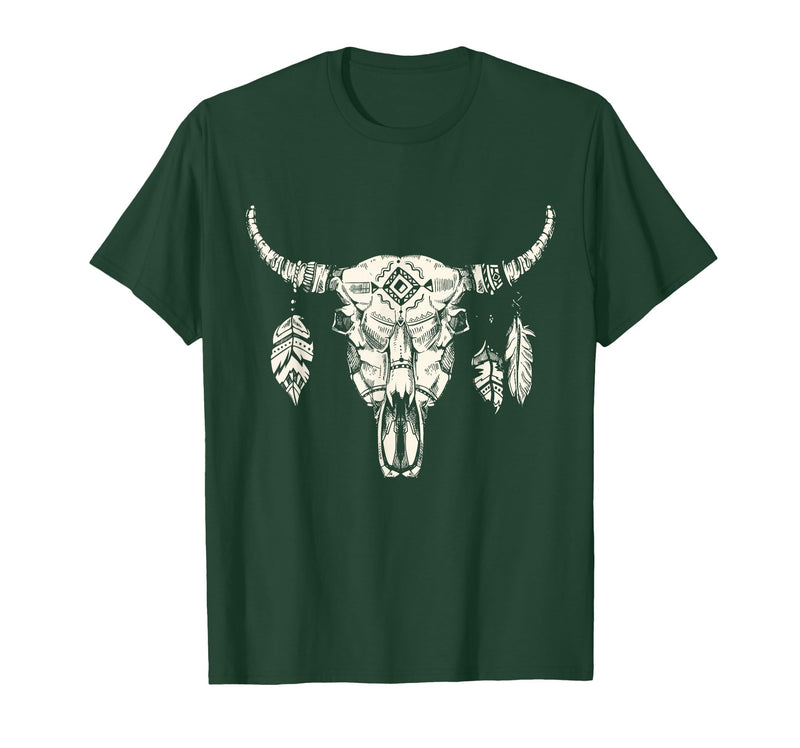 Buffalo Animals Gift Idea Bison Buffalo Skull Animal Design T-Shirt - Dark Green