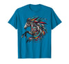 Mystical Native American Horse Farm Heritage Spirituality T-Shirt - Sapphire Blue