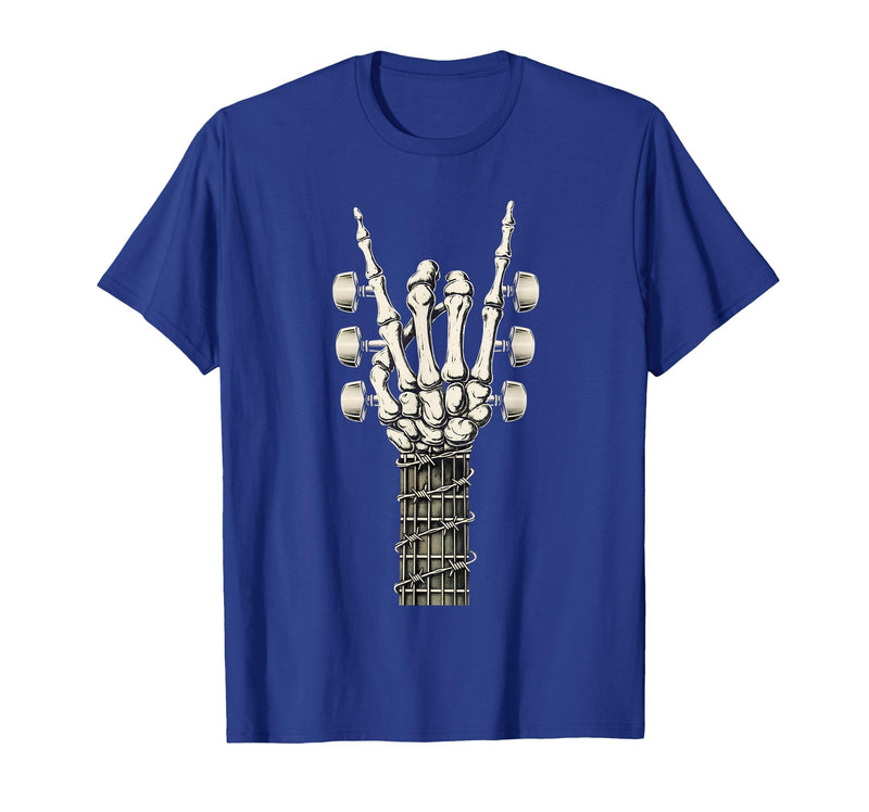 Rock and Wear Gifts Men Women Kids Skeleton Guitar Hand Rock On Guitarist Rock Band Music T-Shirt - Royal Blue