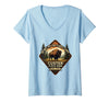 Mademark Women's Do Not Pet The Fluffy Cows Custer State Park Design V-Neck T-Shirt - Baby Blue