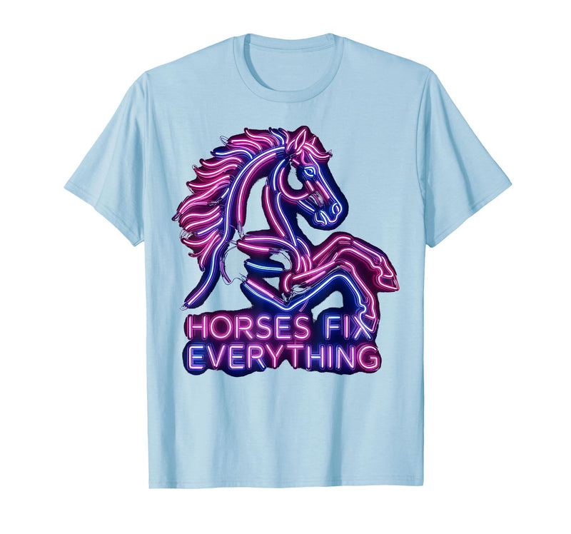 Mademark Horses Fix Everything Horse Riding Design T-Shirt - Men - Baby Blue