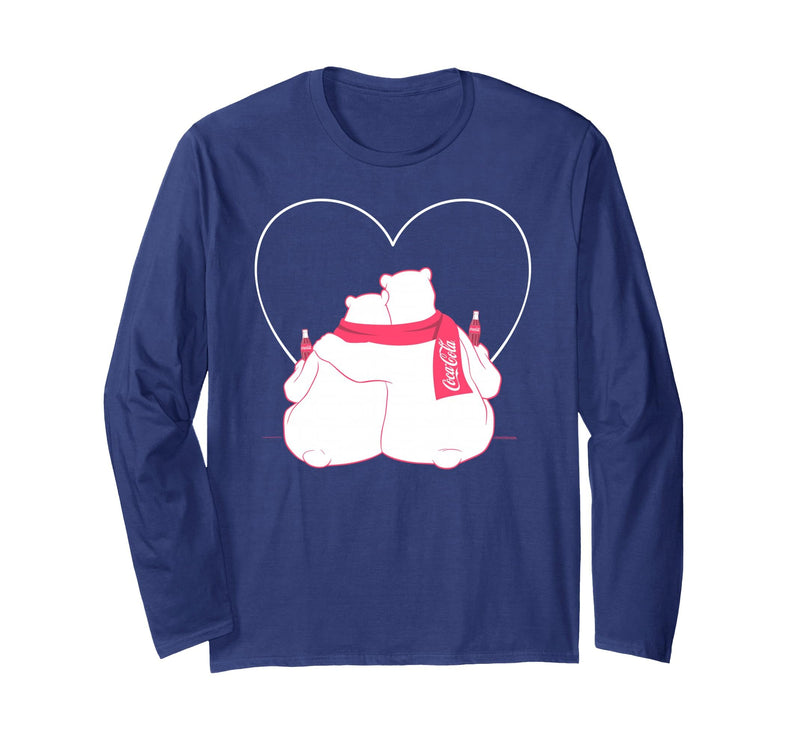 Coca-Cola Company Coca-Cola - Polar Bear Heart Hug Long Sleeve T-Shirt - Navy Blue
