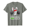 Bunny Gym Rabbit Weights Installing Muscles T-Shirt in Olive Heather