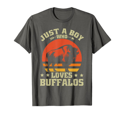Cow Retro Just a Boy Who Loves Buffalos Bison Lover T-Shirt