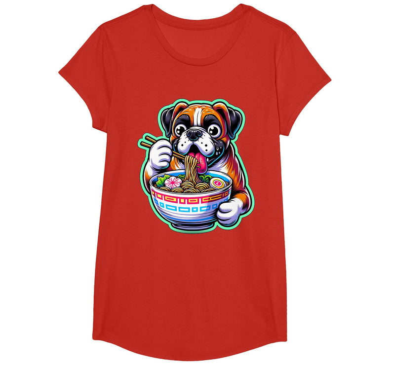 Noodle Ramen Boxer Dog Kawaii Anime Boxer Dog Ramen T-Shirt - Red