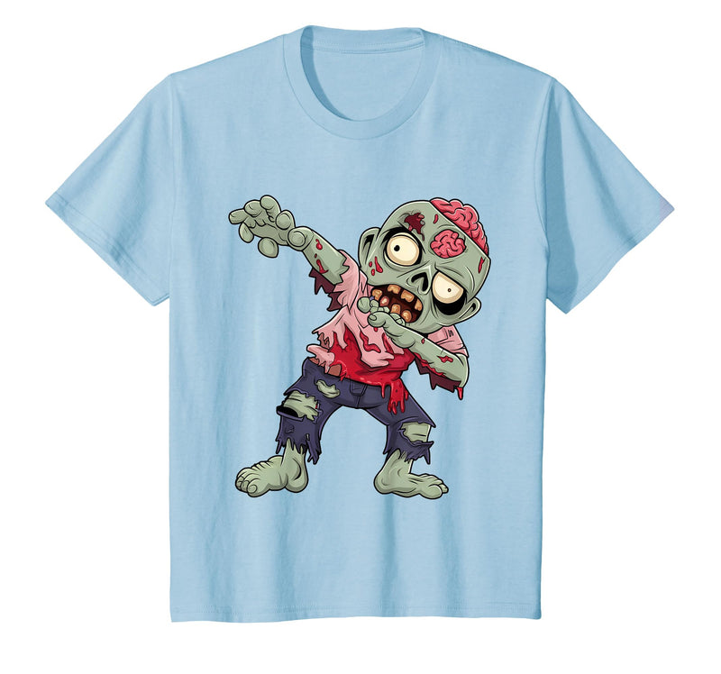 Halloween Shirts Women Men Kids Dabbing Zombie Brain Halloween Scary Dab Dance Boys Teen Men T-Shirt - Baby Blue