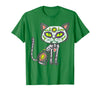 Halloween Cat Shirts For Women Men Kids Owner Sugar Skull Cat Dia De Muertos Day of Dead Halloween Mexican T-Shirt - Kelly