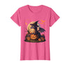 Halloween Dragons Fantasy Spooky Witchy Cute Halloween Dragon Witch Hat Pumpkin Moon Fantasy T-Shirt - Pink Heather