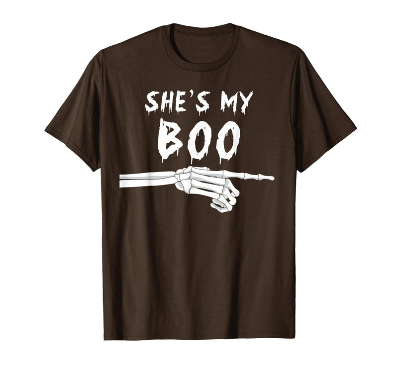 Miftees Matching Halloween Tees She's My Boo Matching Halloween Costume She's My Boo T-Shirt - Brown
