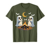 Halloween Tees and Spooky Ghosts Designs Ghosts Roasting Marshmallows Halloween Night Cute Novelty T-Shirt - Olive Green