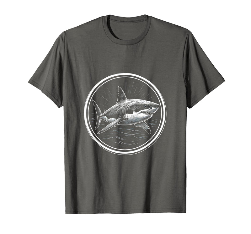 Mademark Lone Shark Dark Ocean Graphic Design T-Shirt - Asphalt Grey