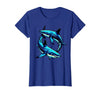Mademark Dual Sharks Aerial View Circling Ocean Predators T-Shirt - Royal Blue