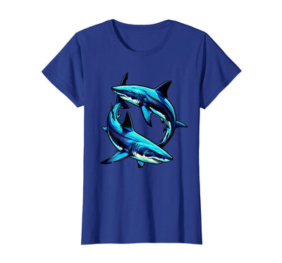 Dual Sharks Aerial View Circling Ocean Predators T-Shirt