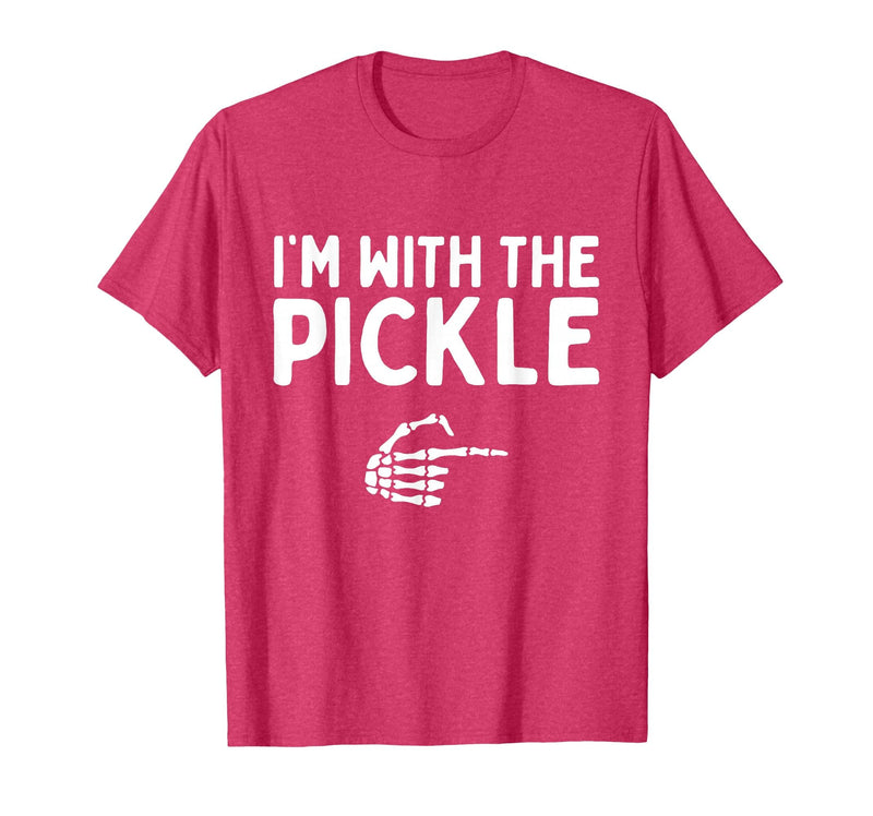 Funny Halloween Costume Holiday Party Gift I'm with The Pickle Funny Halloween Costume Matching Couples T-Shirt - Red Heather