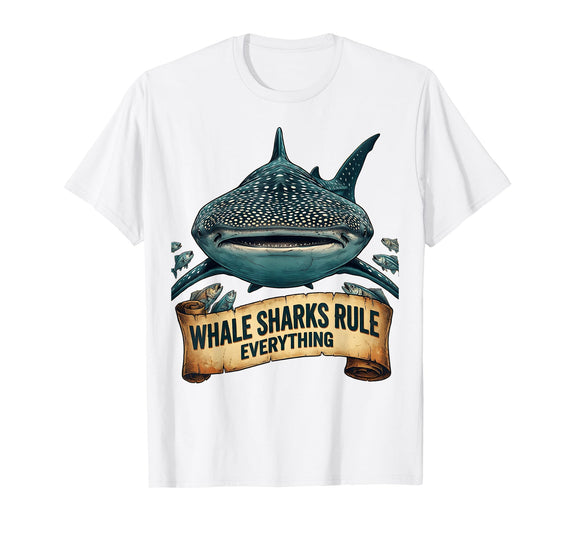Mademark Whale Sharks Rule Everything Ocean Design T-Shirt - White