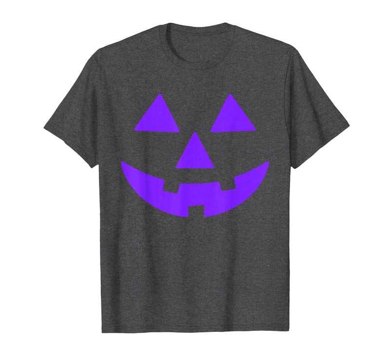 Trick or Treat Funny Halloween Costumes Party Tees Jack O Lantern Scary Carved Pumpkin Face Halloween Purple T-Shirt - Dark