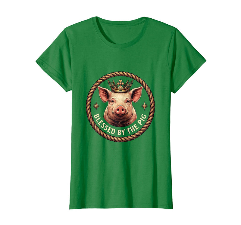 Mademark Blessed by the Pig Funny Farm Animal Design T-Shirt - Kelly Green