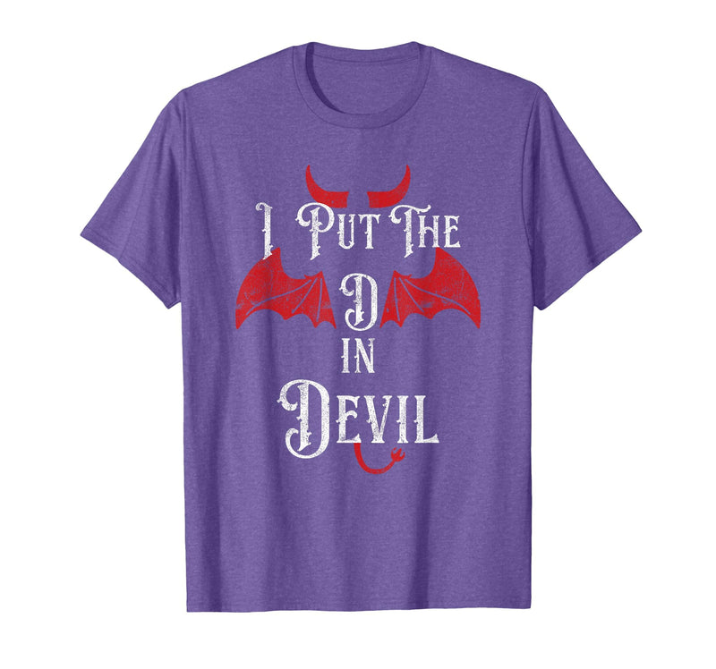 I Put the D in Devil Tees I Put the D in Devil Funny Halloween Matching Couple T-Shirt - Purple Heather