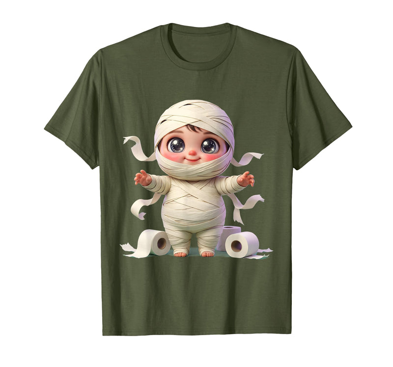 Mademark Kids Halloween Mummy Wrapped in Toilet Paper T-Shirt - Olive Green