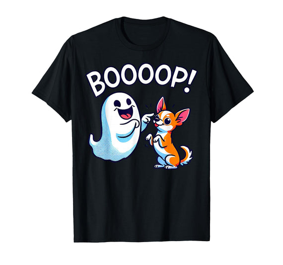 Funny Halloween Chihuahua Boop Funny Halloween Ghost Chihuahua Dog Boop Silly Puppy Humor T-Shirt - Black