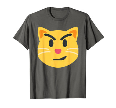 Funny Emoticon Apparel Smirking Cat Emoticon Face with Wry Smile Cat T-Shirt