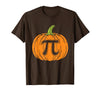 Halloween Tees Women Men Kids Pumpkin Pi Symbol Funny Math Nerd Spooky Halloween Pi Day T-Shirt - Brown