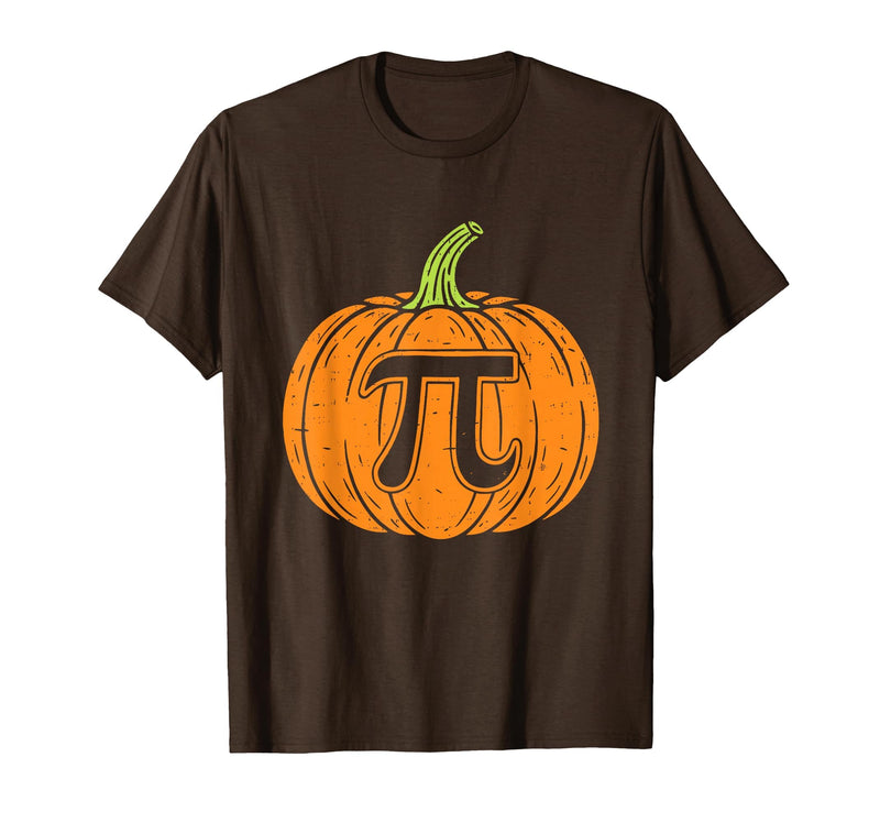 Halloween Tees Women Men Kids Pumpkin Pi Symbol Funny Math Nerd Spooky Halloween Pi Day T-Shirt - Brown
