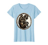 Mademark Baby Monkey Clinging to Mother's Back Design T-Shirt - Women - Baby Blue