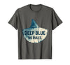 Mademark Deep Blue No Rules Shark Graphic Design T-Shirt - Asphalt Grey