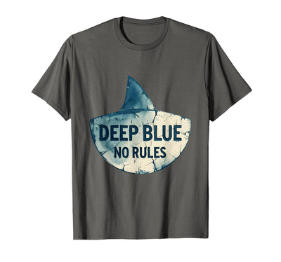 Deep Blue No Rules Shark Graphic Design T-Shirt