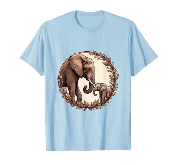 Mademark Elephant Mom and Baby Trunk Touch Pregnancy Tee T-Shirt - Men - Baby Blue