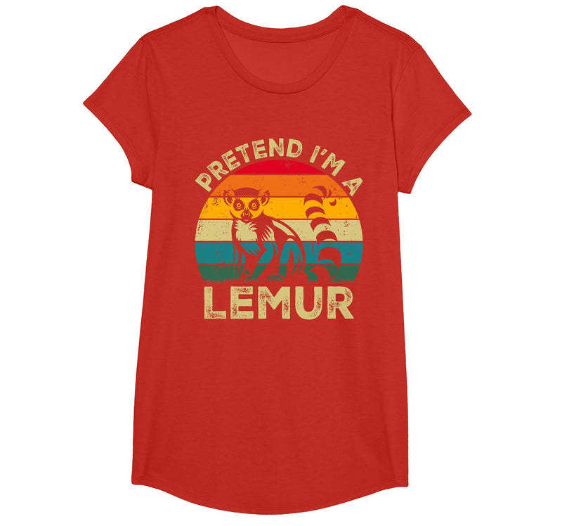 Funny Costume Party Halloween Tees by T&T Pretend I'm A Lemur Lazy Halloween Costume T-Shirt - Red
