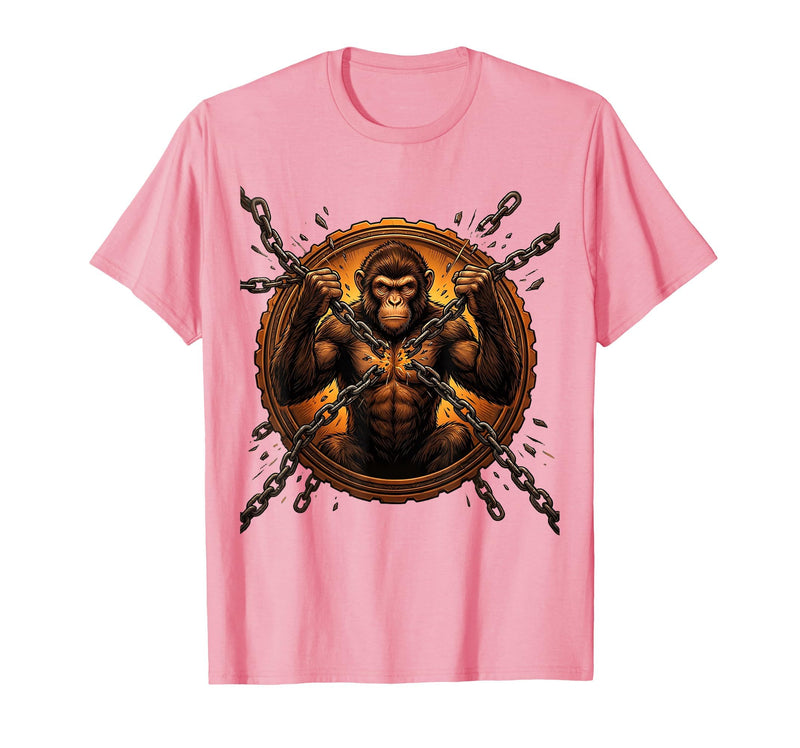 Mademark Monkey Breaking Chain Sobriety Freedom Graphic T-Shirt - Men - Pink