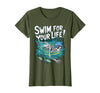 Swim Lover Halloween Custom Tee For Swimmers Kids Halloween Skeleton Swimming Swim for Your Life Swimmers Dad T-Shirt -