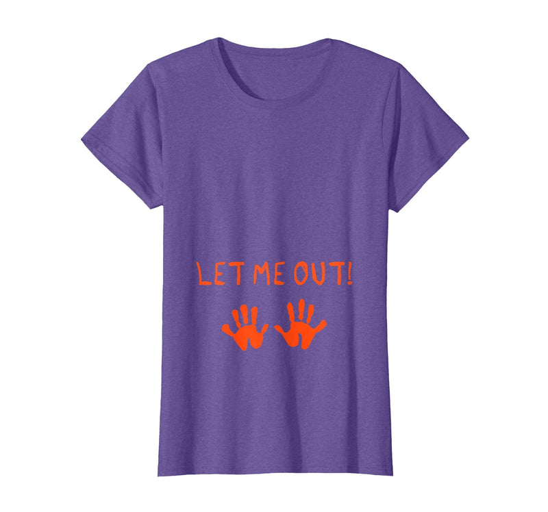 Halloween Pregnancy Costume Funny Tees Let Me Out Halloween Pregnancy Costume Baby Funny T-Shirt T-Shirt - Purple Heather