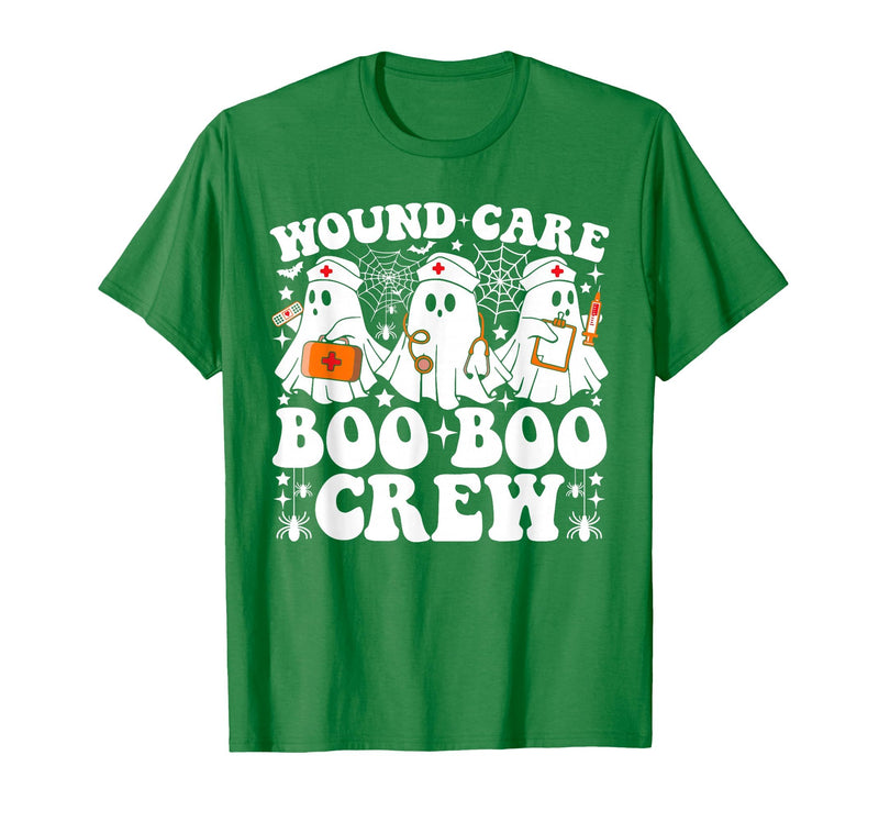 Wound Care Nurse Boo Boo Crew Halloween Wound Care Boo Boo Crew Nurse Funny Ghost Halloween Nurse T-Shirt - Kelly Green