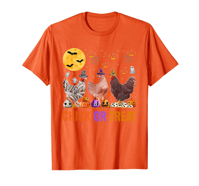 Autumn Pumpkin Chicken Halloween Chicken Farm Fall Halloween Chicken Pumpkin Chick Or Treat Spooky T-Shirt - Orange
