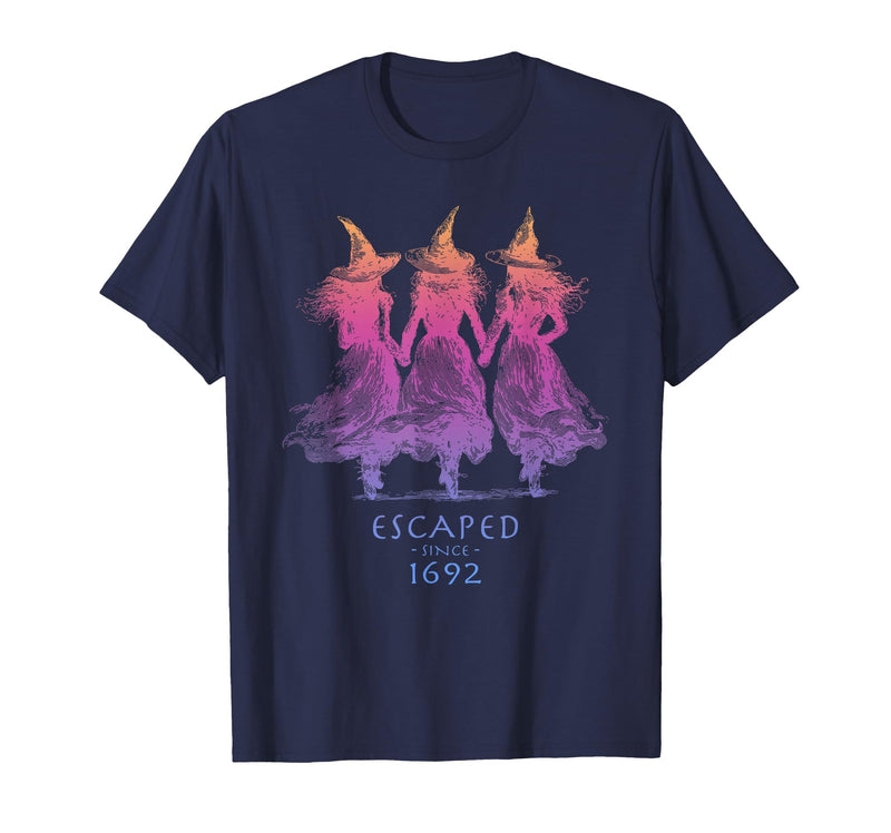 Escaped Since 1692 Halloween Escaped Since 1692 Funny Witch Halloween Design T-Shirt - Navy Blue